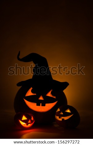 Three jack-o-Lantern at dark