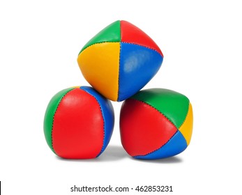 Three Juggling Balls On White Background