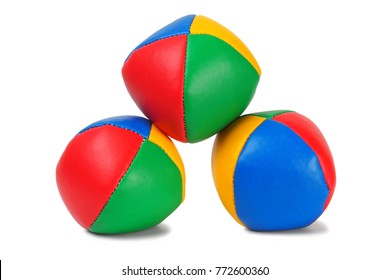 Three Juggling Balls On White Background