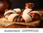 Three Kings Bread also called Rosca de Reyes, Roscon, Epiphany Cake, traditionally served with hot chocolate in a clay Jarrito. Mexican tradition on January 5th.