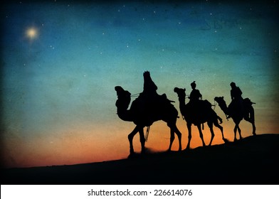 Three Kings Desert Star Of Bethlehem Nativity Concept