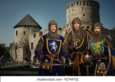 Three Knights Against Medieval Castle.