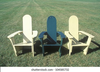 Three Lawn Chairs On Lawn, Middlebury College, VT