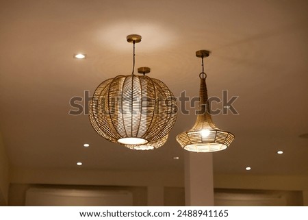 Similar – Image, Stock Photo Ceiling lighting in old building