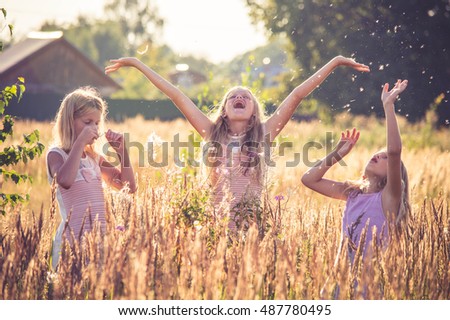 Three little girl enjoying life