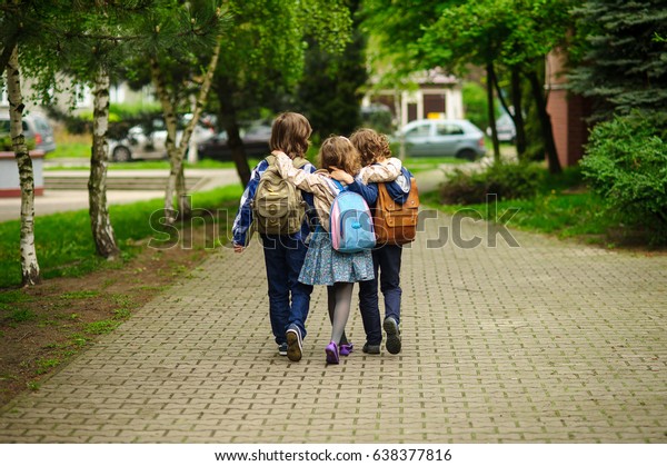 Three Little School Students Two Boys Stock Photo (Edit Now) 638377816