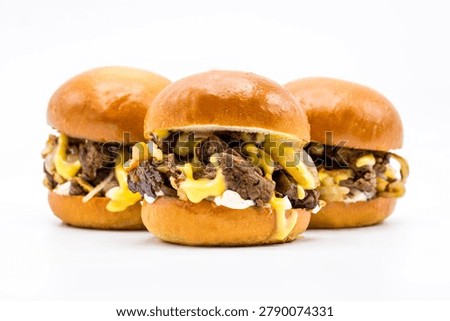 Three Loaded Cheese Steak Sliders