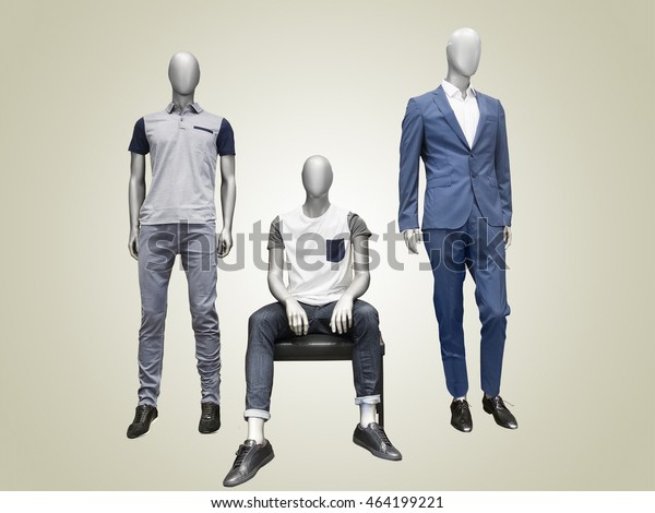 Three Male Mannequins Dressed Casual Clothes Stock Photo 464199221 ...