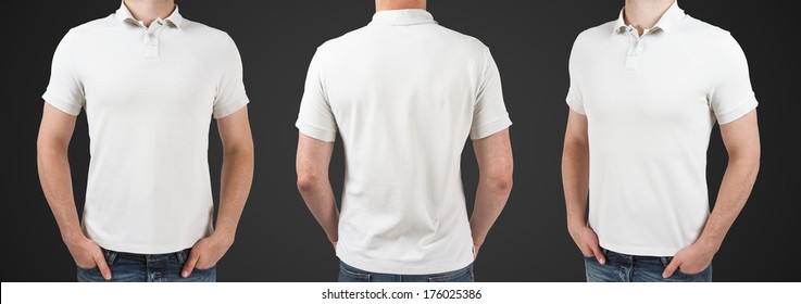Three Man In Polo T-shirt Standing Back