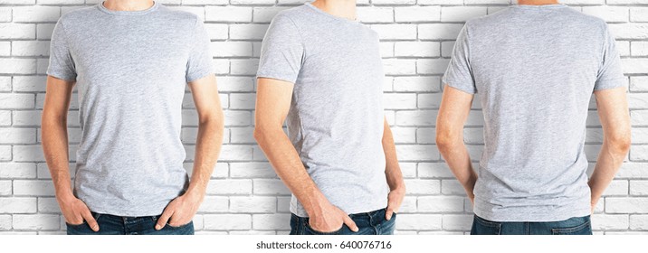 Download Grey Shirt Mockup Front Back Images Stock Photos Vectors Shutterstock PSD Mockup Templates