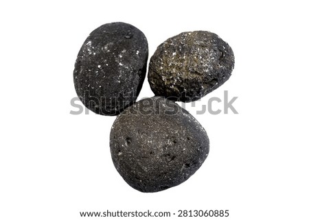 Three meteorites, solid pieces of debris from an object, like a comet, asteroid, or meteoroid, that originates in outer space and survives its passage through the atmosphere to reach the surface of a planet