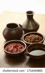 The Three Most Basic Sauces Of Korean Food Soybean Paste, Soy Sauce, And Red Pepper Paste.