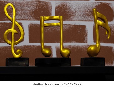 Three Musical Signs - Treble Clef, Double Sixteenth Note, Single Sixteenth Note