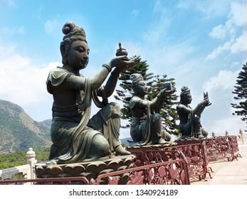 Three Nirvanas monuments at Big Buddha, Lan Tau Island, Hong Kong