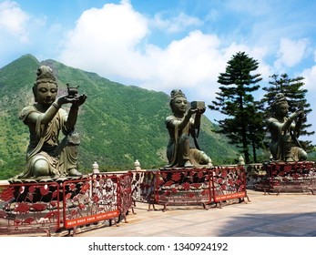 Three Nirvanas monuments at Big Buddha, Lan Tau Island, Hong Kong