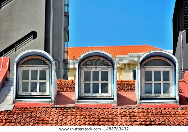 Three Old Dormer Style Windows On Stock Photo Edit Now 1483763432