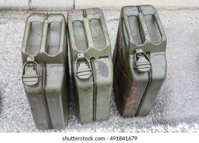 Three Old Jerry Cans Gasoline On Stock Photo 491841679 | Shutterstock