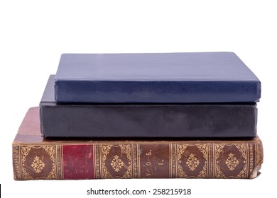 Three Old Style Books Isolated On White