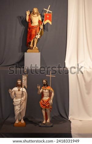 Three old wooden figures of Jesus by unknown provincial masters.