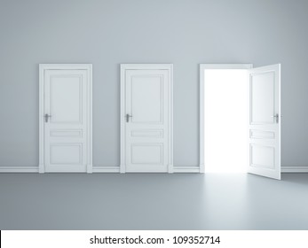 Three Open Doors In Room