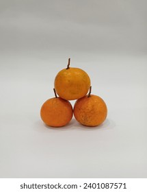 Three Oranges updown isolated on white background 