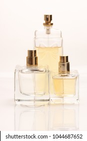 Three Pastel Colored Perfume Bottles Spray Stock Photo 1044687652 ...