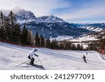 The Three Peaks (Drei Zinnen) ski resort in the UNESCO World Heritage site Dolomites in Italy. 