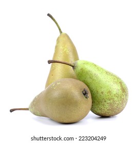 Three pears isolated on white background