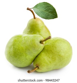 Three pears isolated on white background - Shutterstock ID 98443247