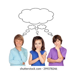 Group Five Children Thinking Over White Stock Photo (Edit Now) 23545867