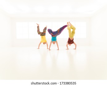 Three People Sitting In Hand Intro Gym Vibrant Color