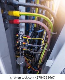 Three phase cable power circuit in installation  panels distribution