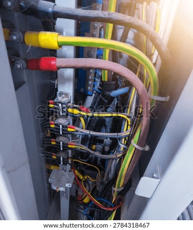 Three phase cable power circuit in installation  panels distribution