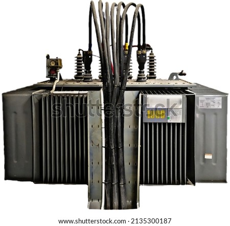 Three phase electrict transformer 1000 Kva isolated on white.