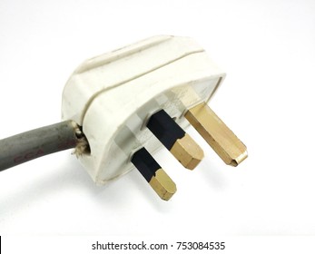 Three pin AC power plugs with isolated white background.