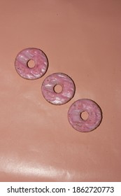 Three Pink Aligned Vanilla Cookies - Shutterstock ID 1862720773