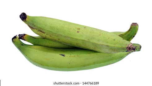 Three Plantain Banana Isolated On White