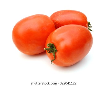 Three Plum Tomatoes Isolated On White