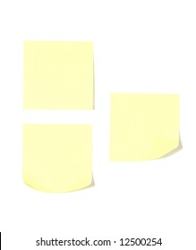 Three Post Its On A Desk In An Office Isolated On White