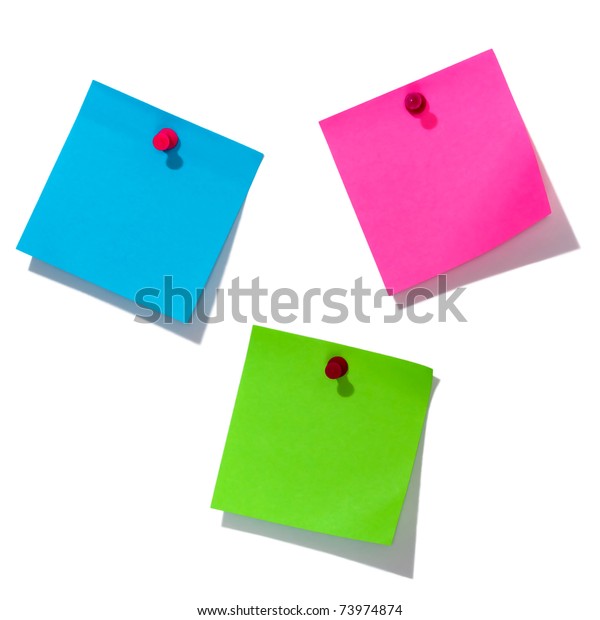 Three Postit Notes Over White Background Stock Photo (Edit Now) 73974874