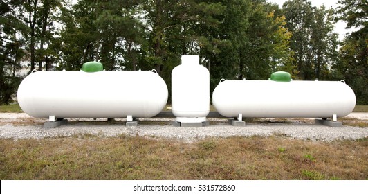 Three Propane Tanks Trees Background Horizontal Stock Photo 531572860 ...