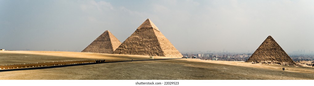 Three Pyramids: Khafra, Khufu, Menkaura