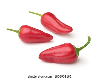 Three Red Jalapeno Chili Peppers Isolated On White