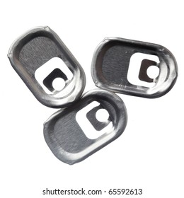 Three ring-pulls isolated over the white background