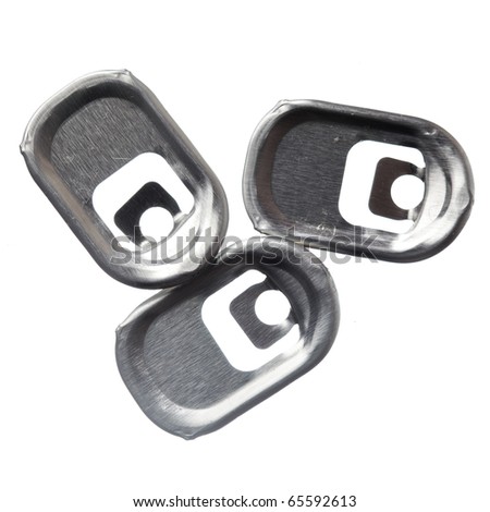Three ring-pulls isolated over the white background