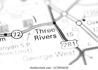 Three Rivers. Texas. USA On A Map