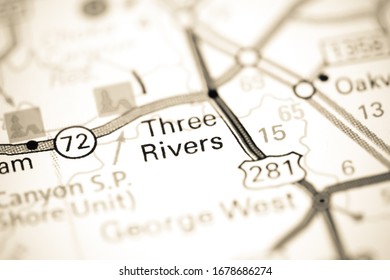 Three Rivers. Texas. USA On A Map