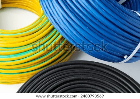 Three Rolls of Electrical Wire Isolated on White Background