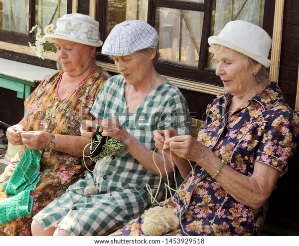 Three Russian Eldery Seniors Hats Close Stock Photo Edit Now
