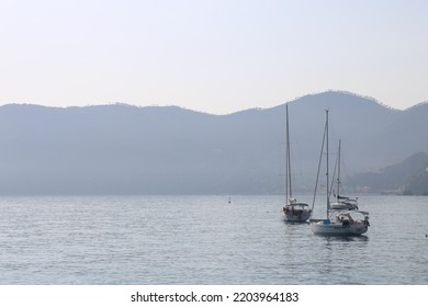 Three Sailboats In An Italian Sea